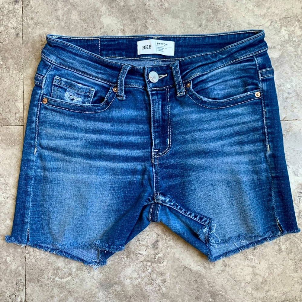 BKE Payton Mid-Rise Dark Blue Denim Shorts